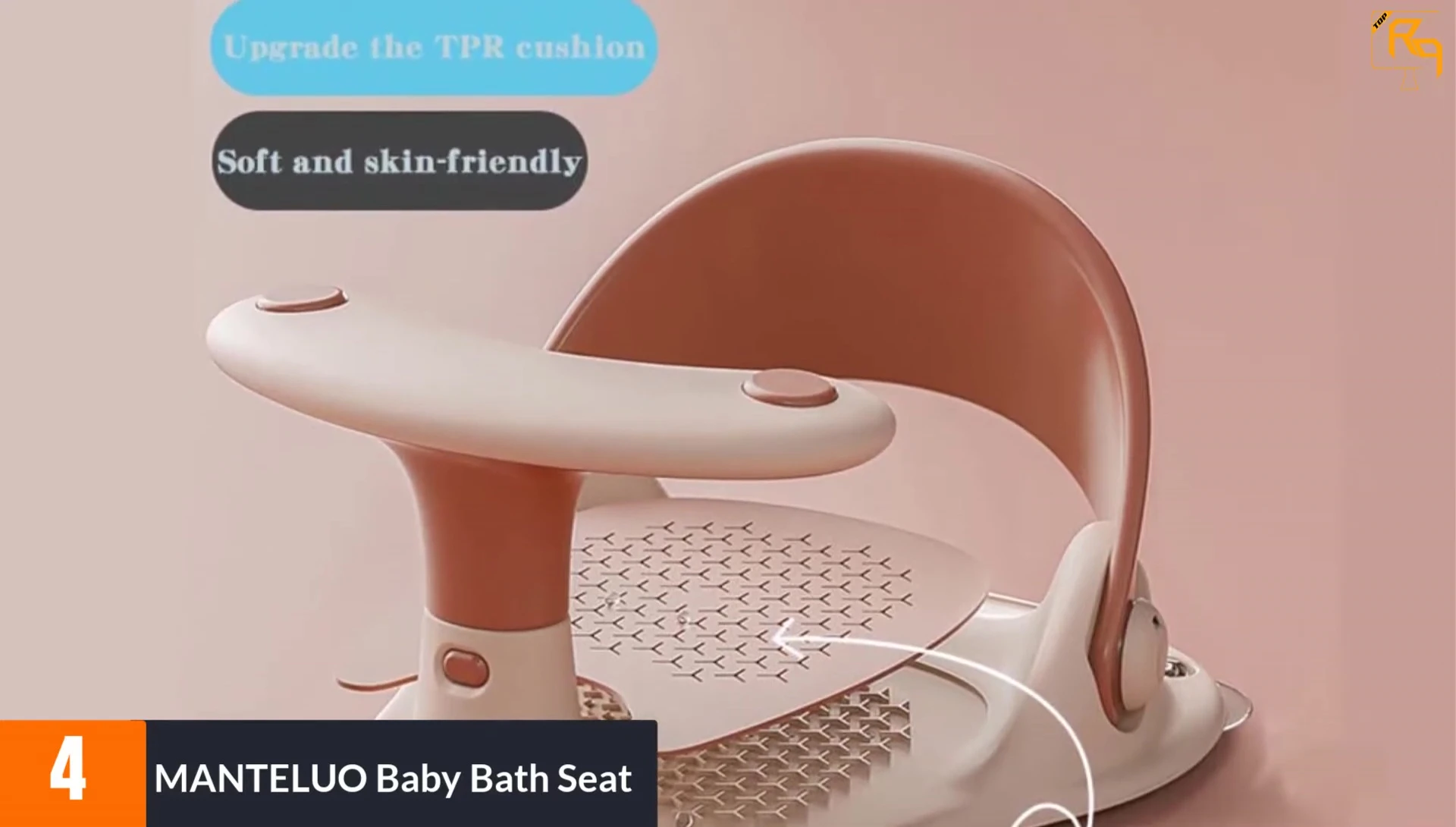 The suction cups and temperature gauge on the M-A-N-T-E-L-U-O bath seat.