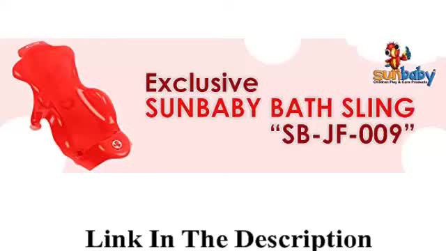 Close-up of the Sunbaby bathtub, highlighting its large size and anti-slip features.