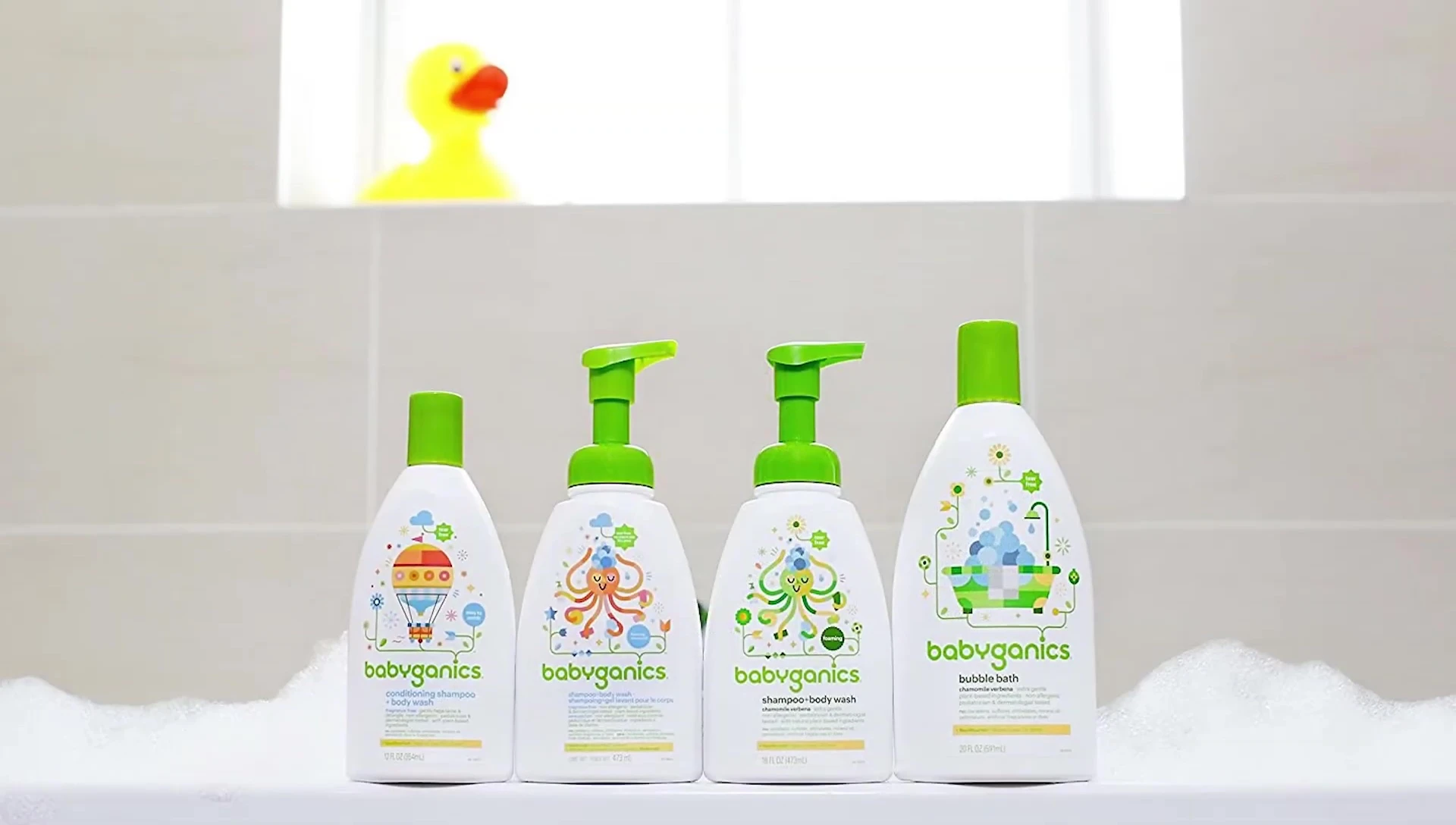 Close-up showing the lather and bubbles of the Babyganics wash