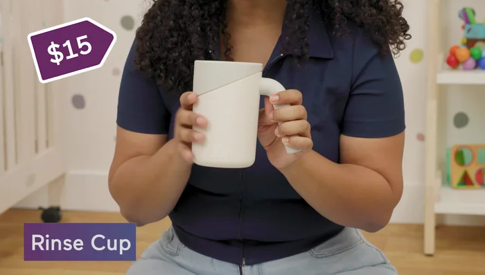 Gently wash baby with the soft Lalo organic cotton washcloth.