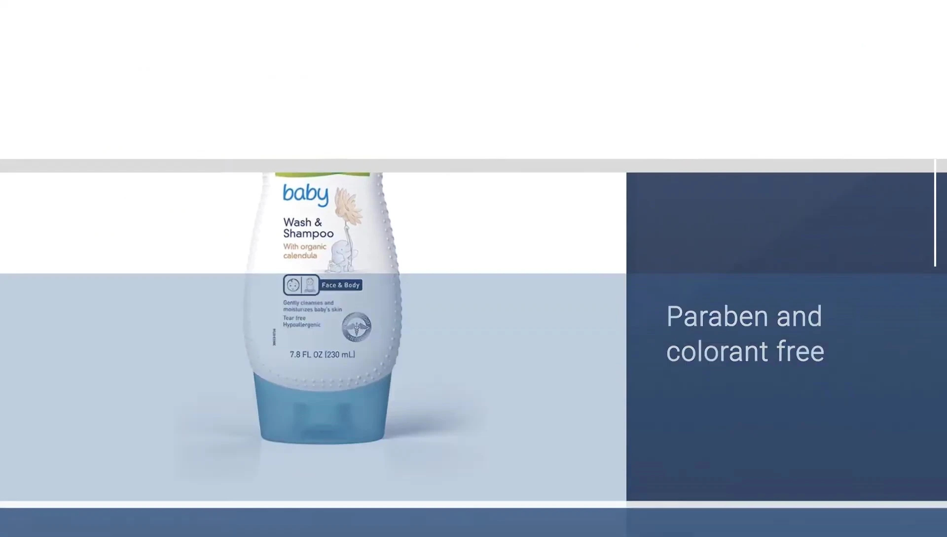 Mentioning the tear-free and hypoallergenic formula