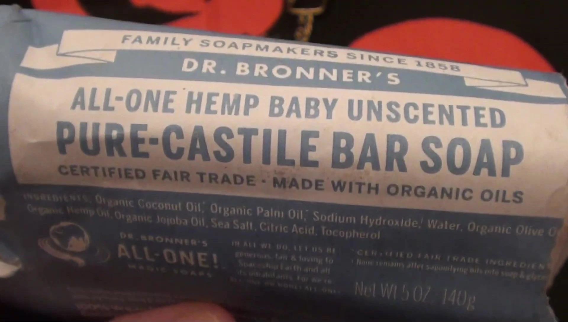 The soap bar wrapper showing the product name and description.