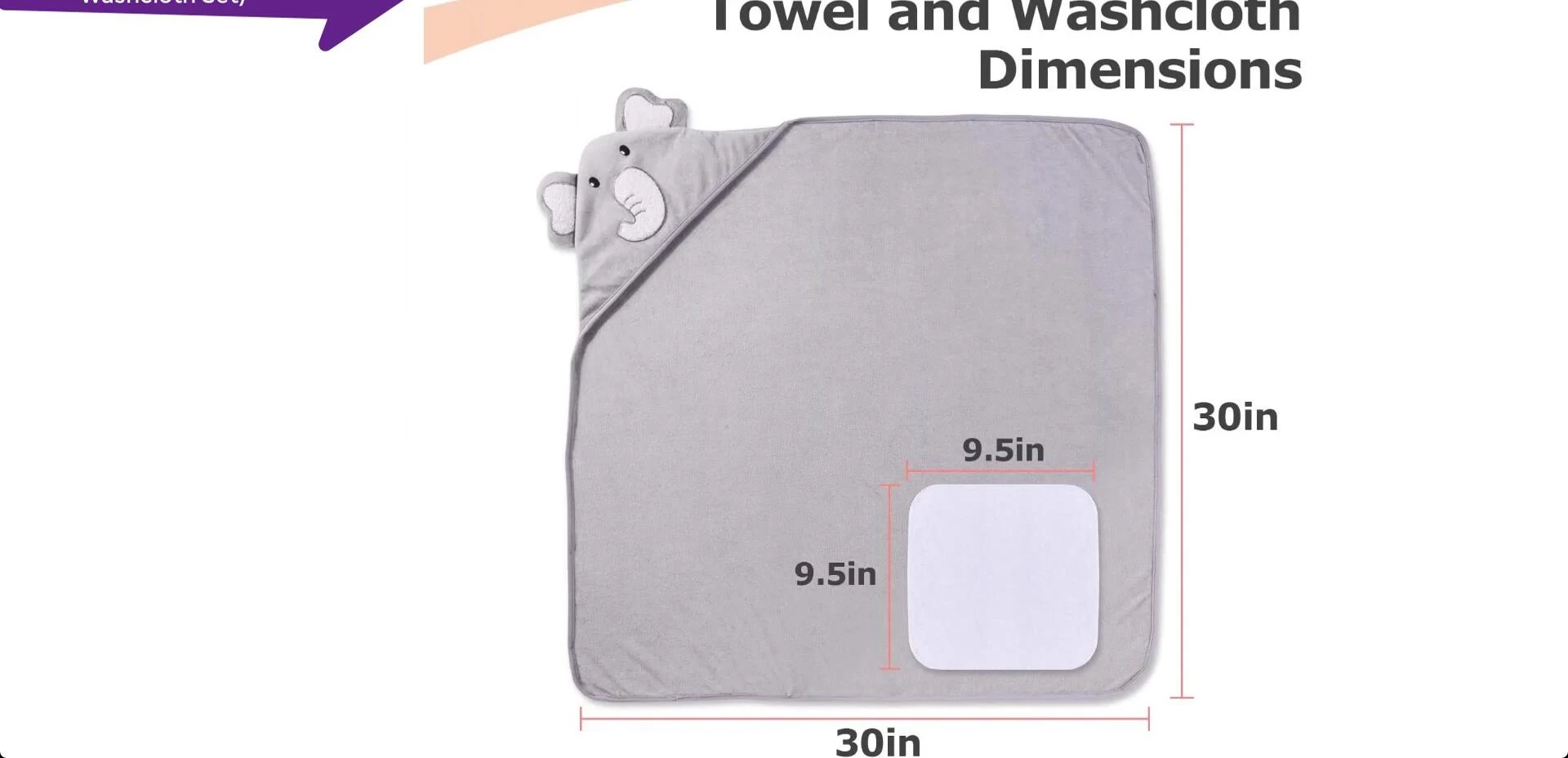 Close-up of the elephant hooded baby towel
