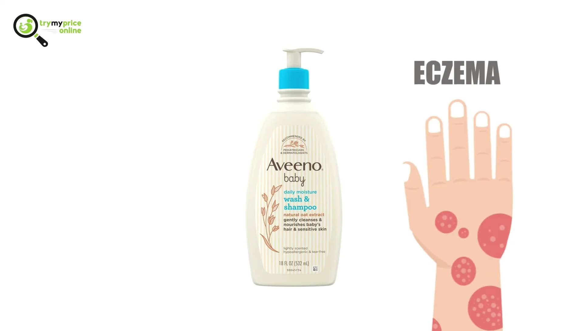 Image highlighting Aveeno's suitability for eczema