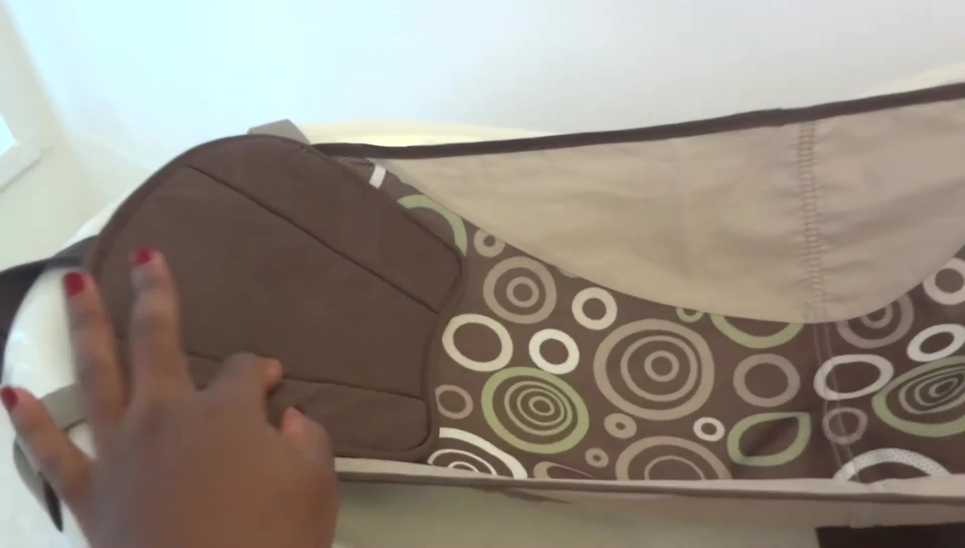 Close-up of the padded headrest in use.