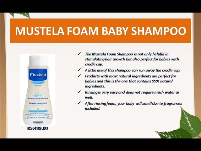 Screenshot highlighting Mustela's natural ingredient composition.