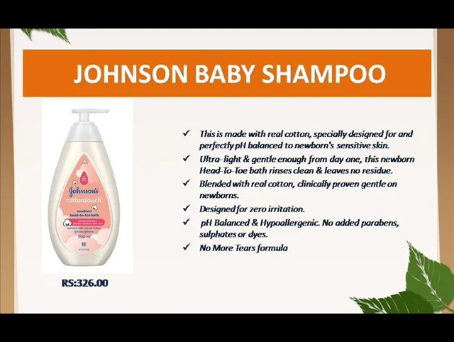 Screenshot emphasizing the hypoallergenic and paraben-free attributes.