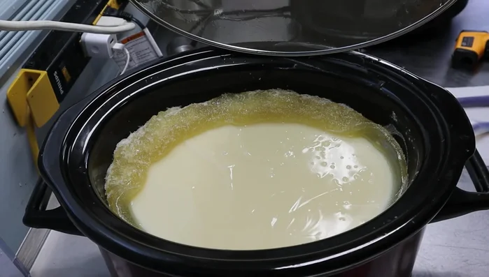 Cook the soap in the crock-pot until it reaches a mashed potato consistency and passes the pH test (slightly pink with phenolphthalein).