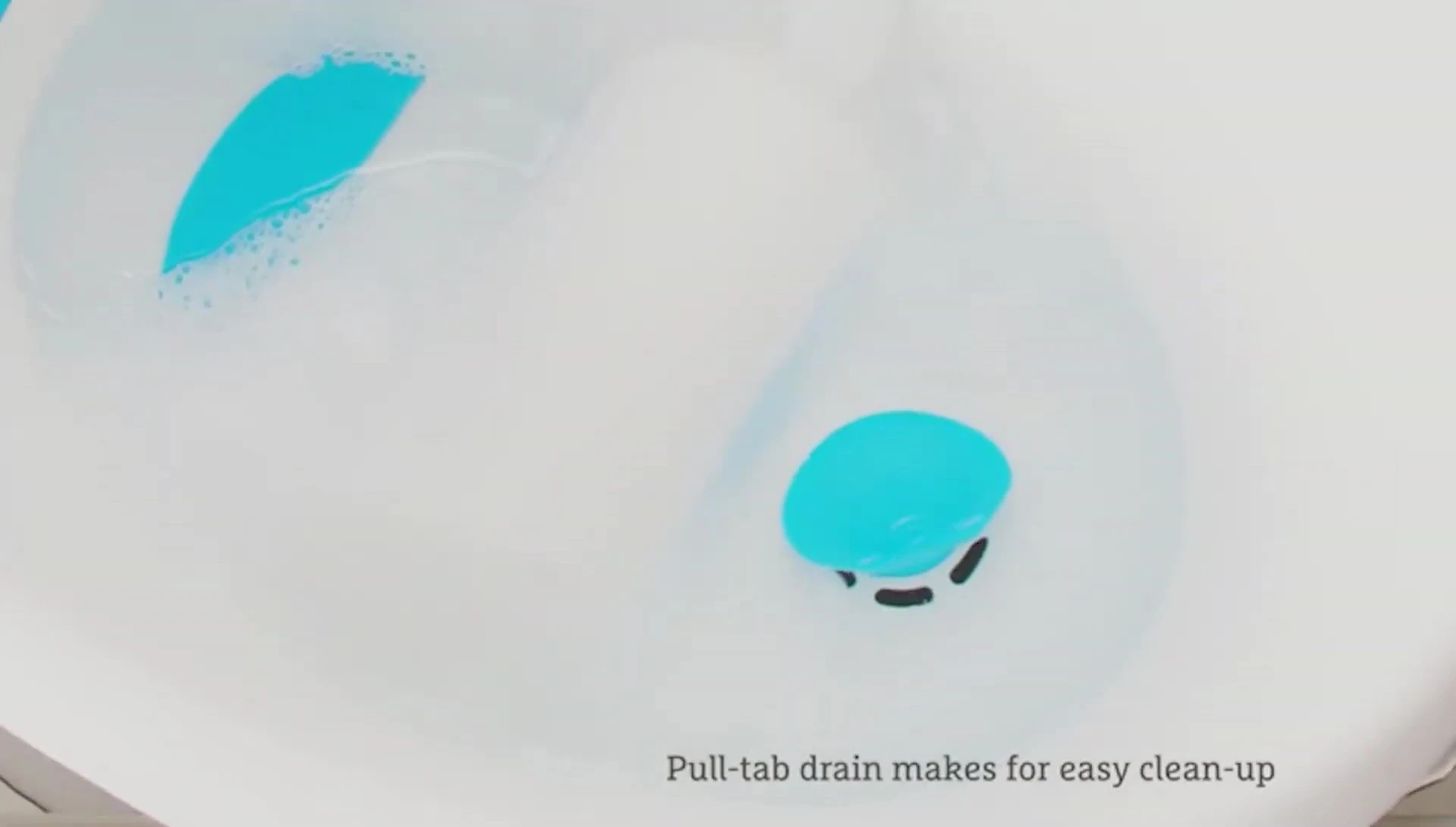 Demonstration of the easy-to-use pull-tab drain.