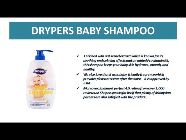 Highlighting Drypers Shampoo ingredients
