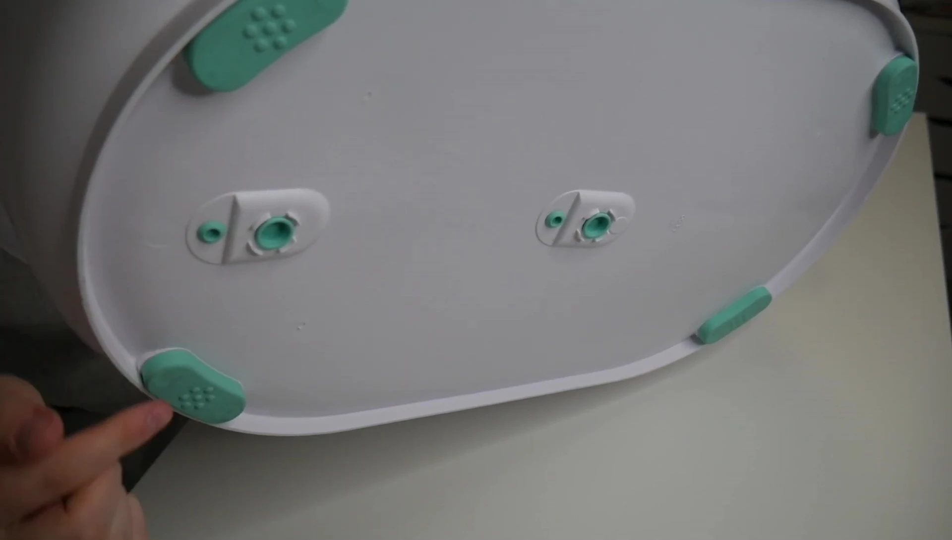Showcasing the non-slip feet for stability.