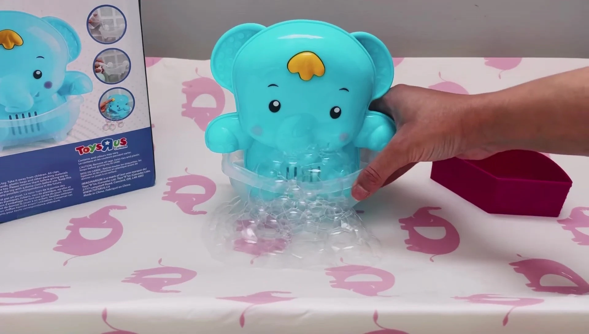 The Bubble Up Elephant toy producing bubbles