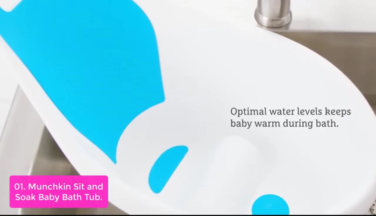 Baby comfortably seated in the bathtub