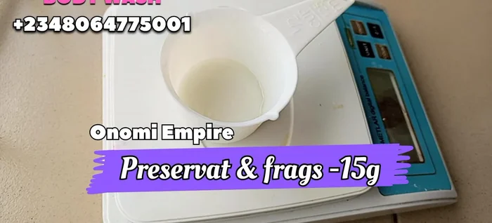 Add 5g of fragrance and 10g of preservative. Mix well.