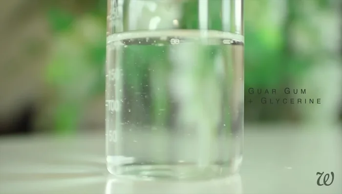 Add the guar gum/glycerin mixture and centromonium chloride to the water base. Whisk until combined.