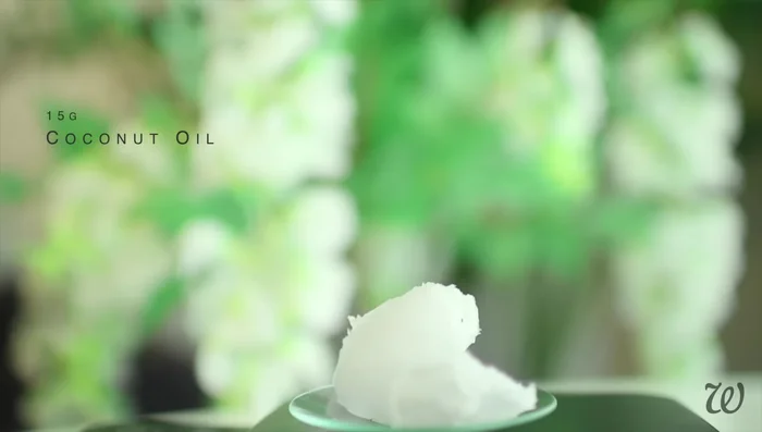 Prepare the oil phase for the rinse-out conditioner: melt coconut oil (or your preferred oil), BTMS, and cetyl alcohol (or another fatty alcohol) over low heat.