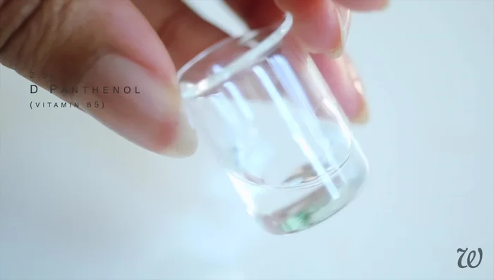 Add heat-sensitive ingredients to the rinse-out conditioner: panthenol (vitamin B5) and hydrolyzed wheat protein (optional). Whisk to combine.