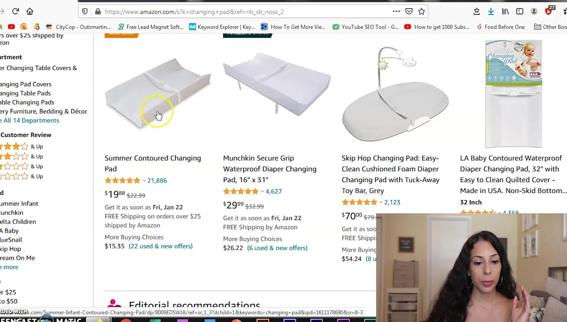 Screenshot displaying various changing pads.