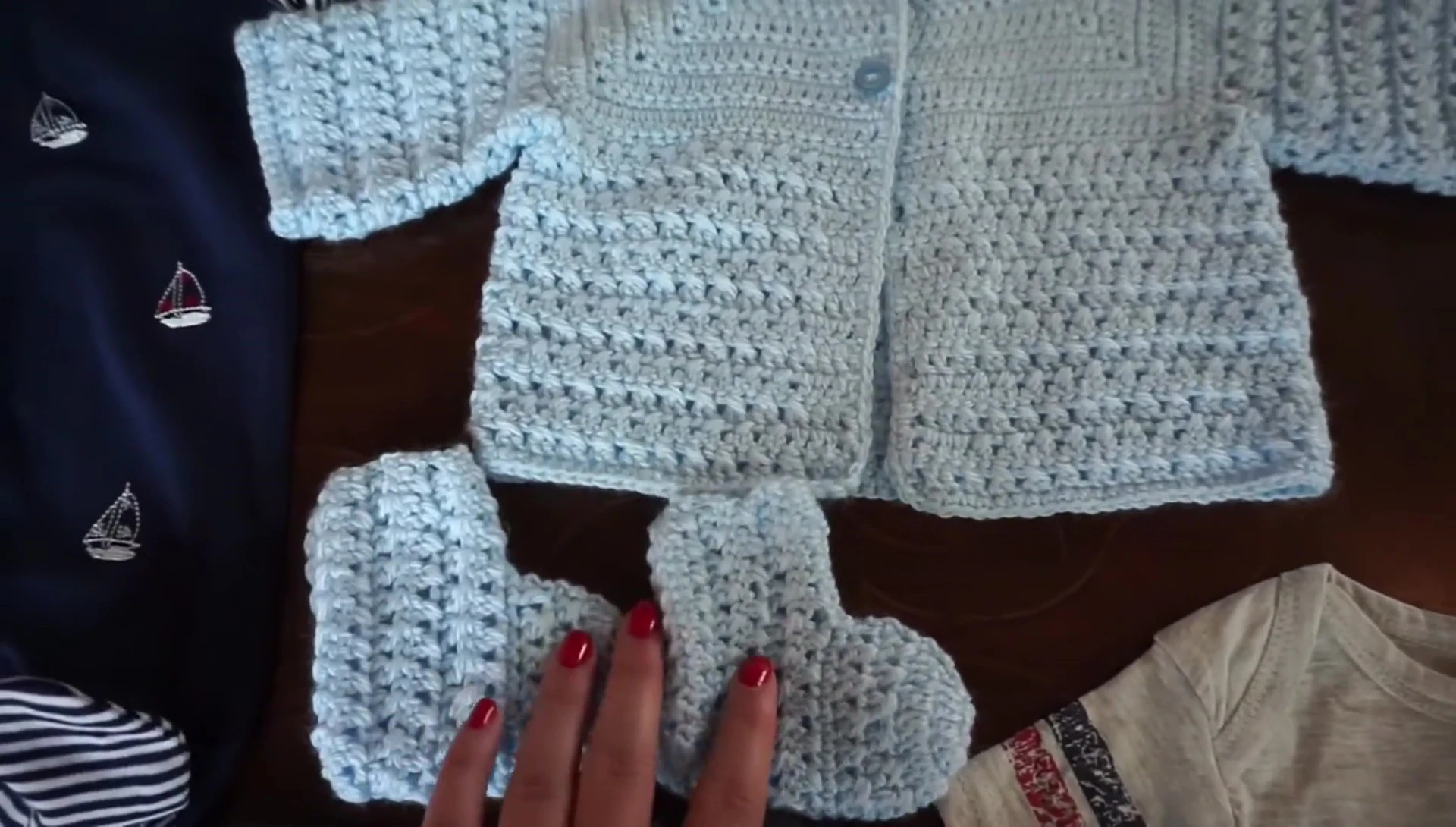 Handmade crochet cardigan and booties