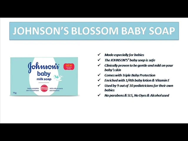 A shot of the soap being used to wash a baby, emphasizing its gentleness.