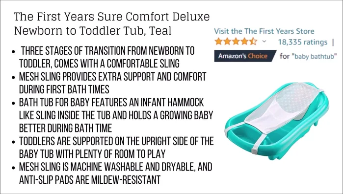 Newborn to toddler tub