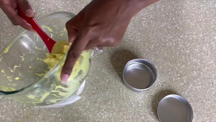 Store the whipped leave-in conditioner in a jar.