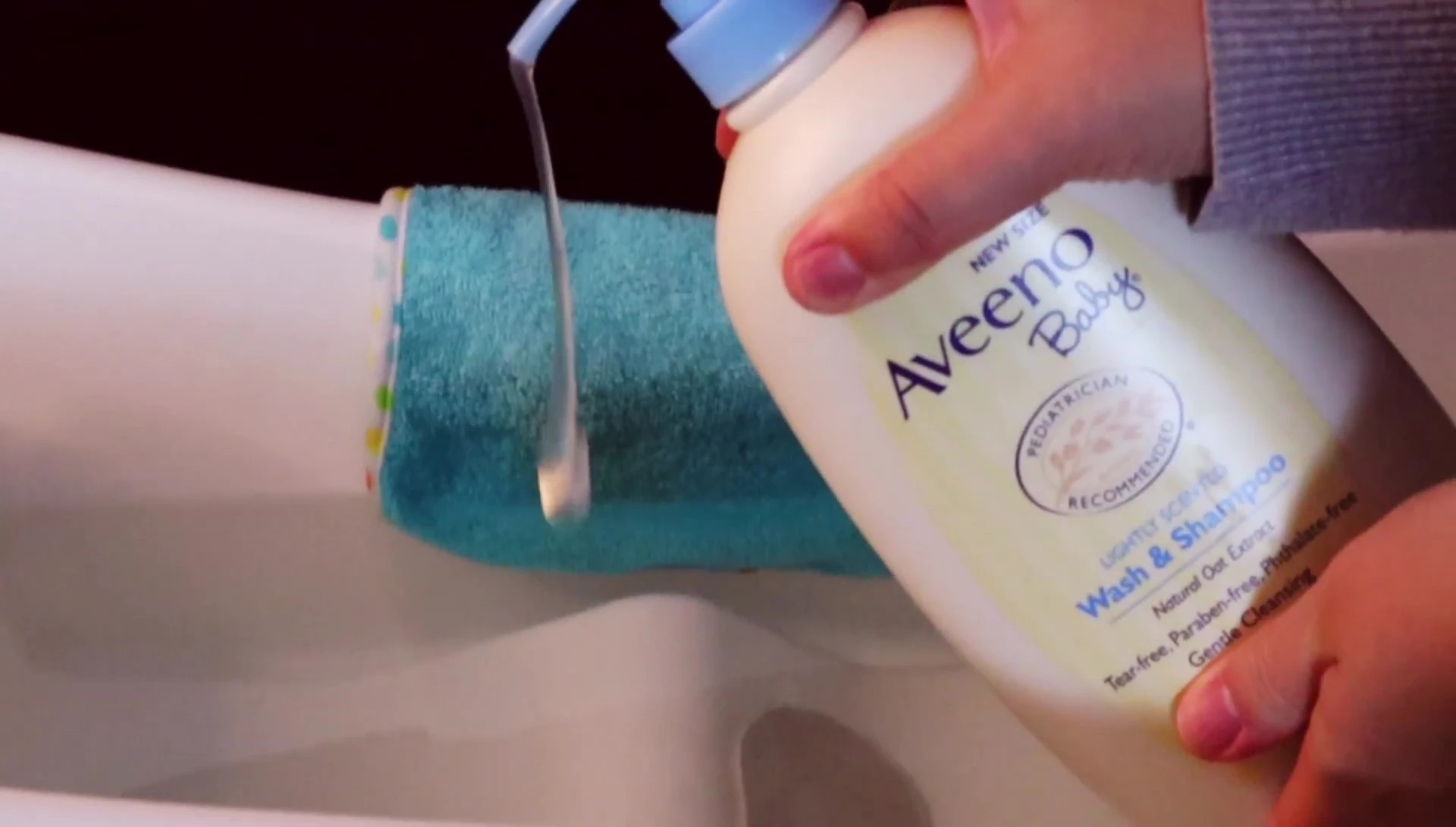 Adding soap to bath water