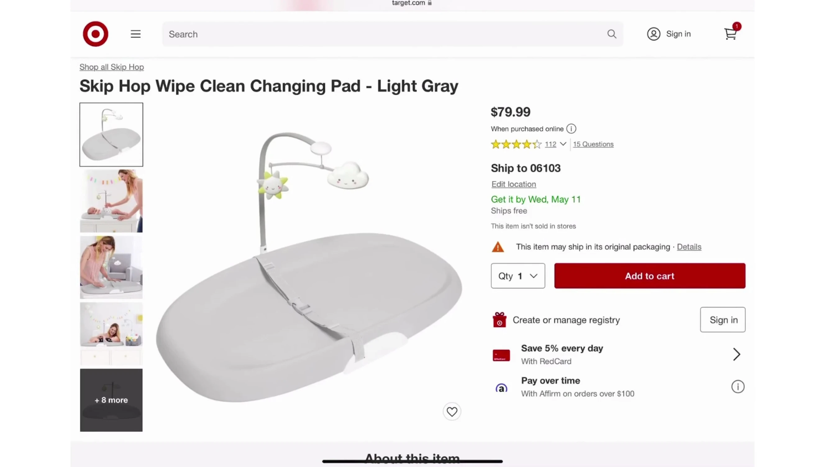 Skip Hop Wipe Clean Changing Pad