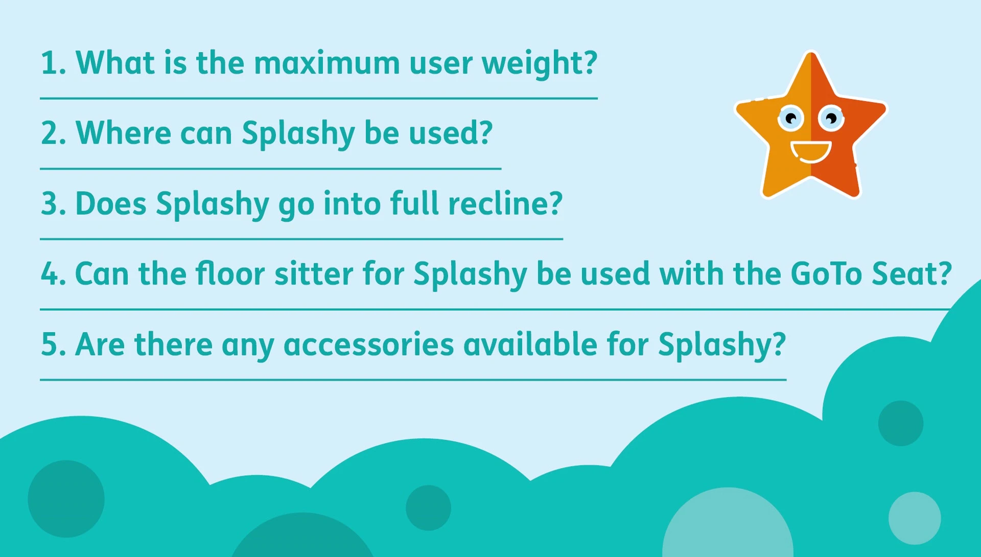 Slide demonstrating Splashy's recline feature