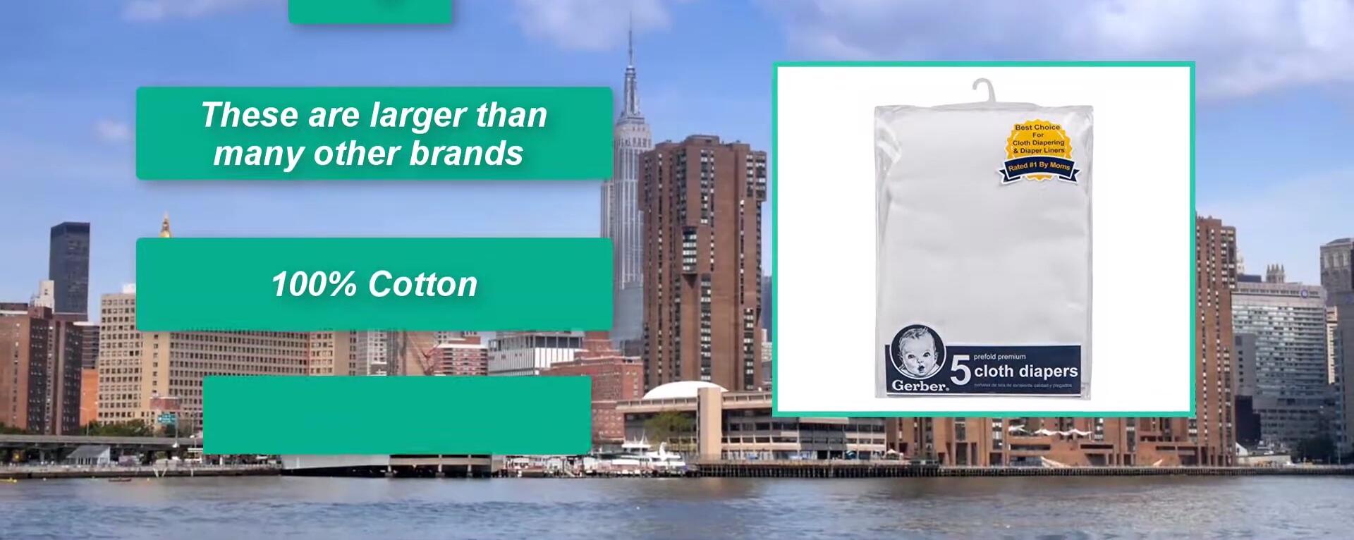Image showcasing the dimensions of the Gerber prefold gauze diapers