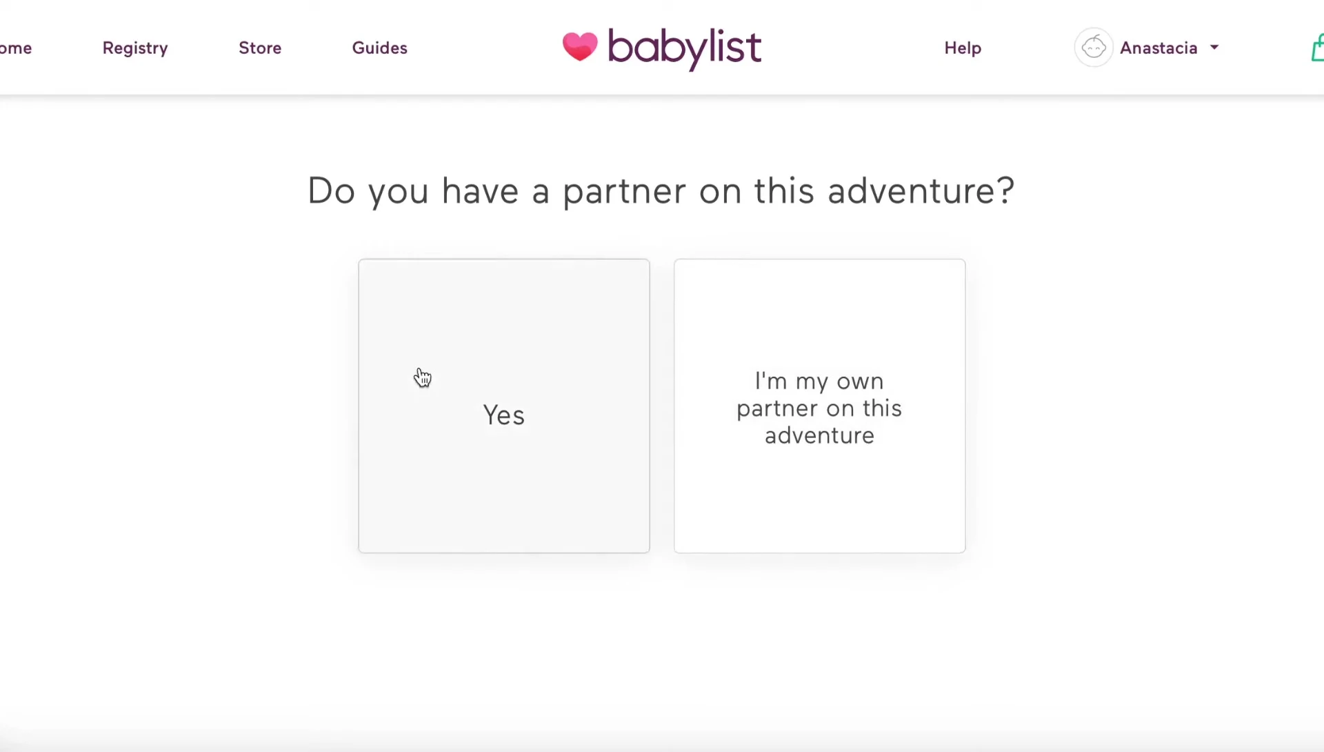 Screenshot showing the option to add a partner to the registry.