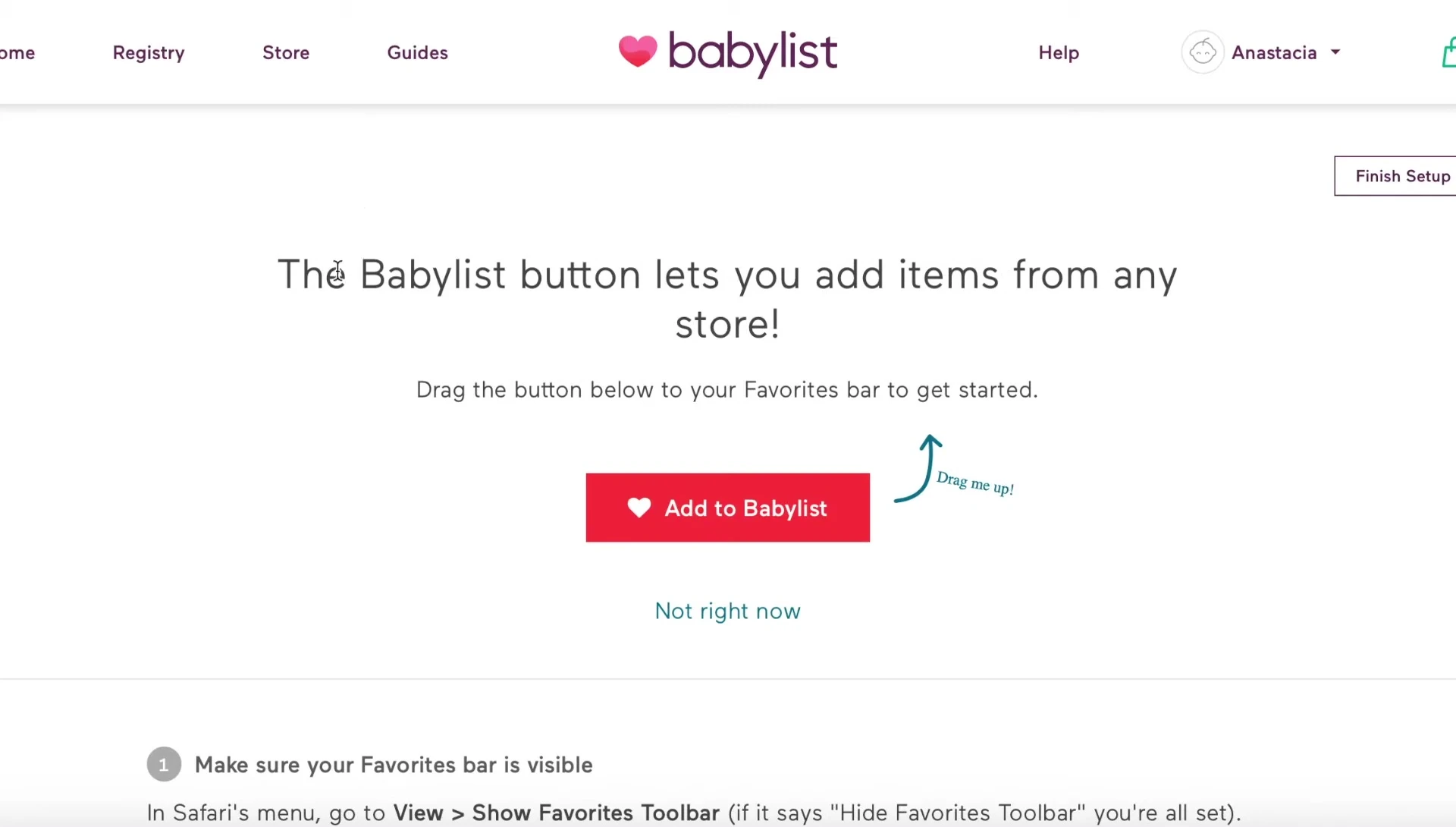 Screenshot highlighting the Babylist browser extension.