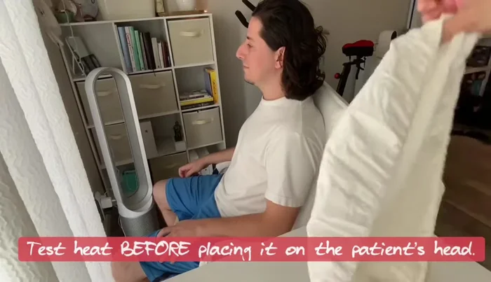 Perform a skin test to ensure the patient is not allergic to any ingredients before application.